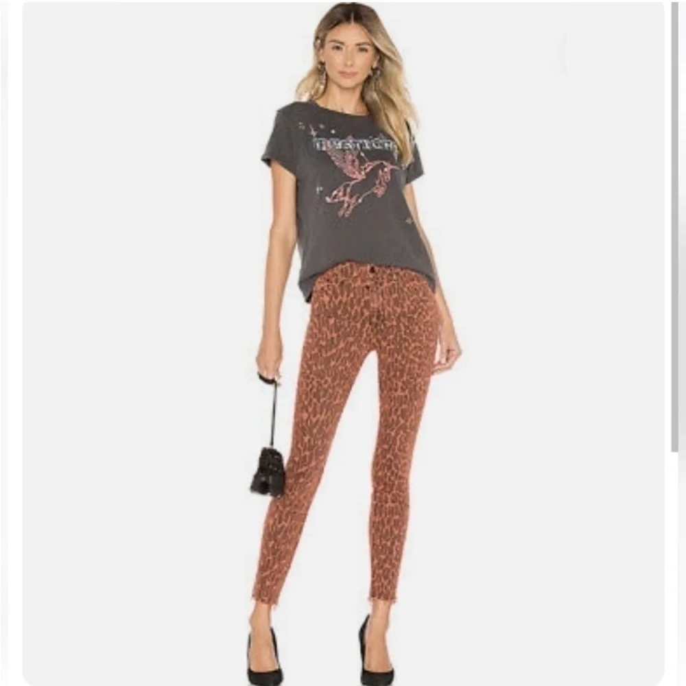MOTHER Looker Ankle Fray Jeans in Animal Attraction